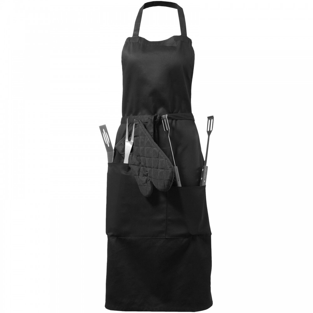 Bear bbq kötény eszközökkel, fekete (fém konyhai eszköz ... Konyha kötény