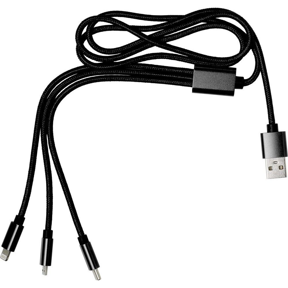 Töltőkábel, nylon, fekete (vezeték, elosztó, adapter, kábel)