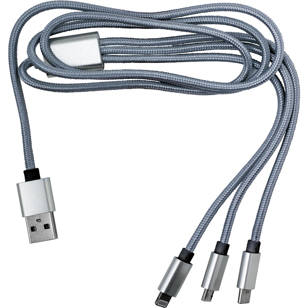 Töltőkábel többféle csatlakozóval, ezüst (vezeték, elosztó, adapter, kábel)