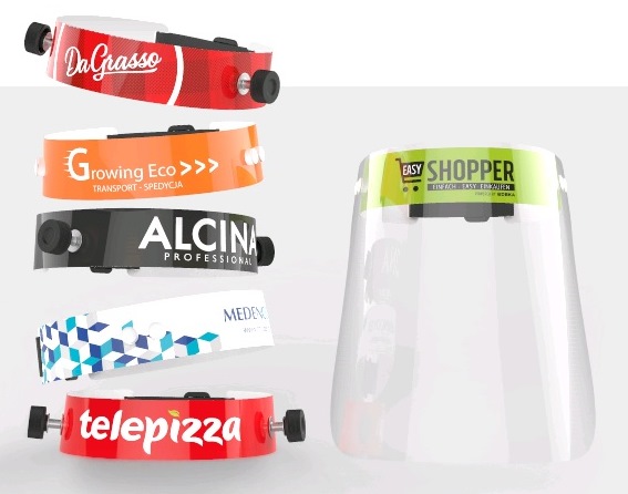 Arcpajzs logózott fejpánttal Arcpajzs logózott fejpánttal