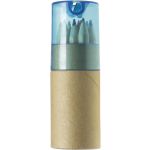 Fa színesceruza készlet, 12 db-os, hengerben, kék/natúr (2495-18)