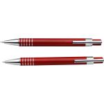 Fém tollkészlet, fekete tollbetéttel, fém dobozban, piros (3298-08)