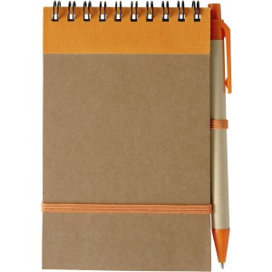 Spirálnotesz tollal, kék tollbetéttel, natúr/narancs (füzet, notesz)