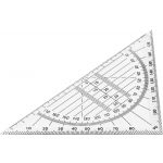 Háromszögű vonalzó és szögmérő, műanyag, átlátszó (2413-21)