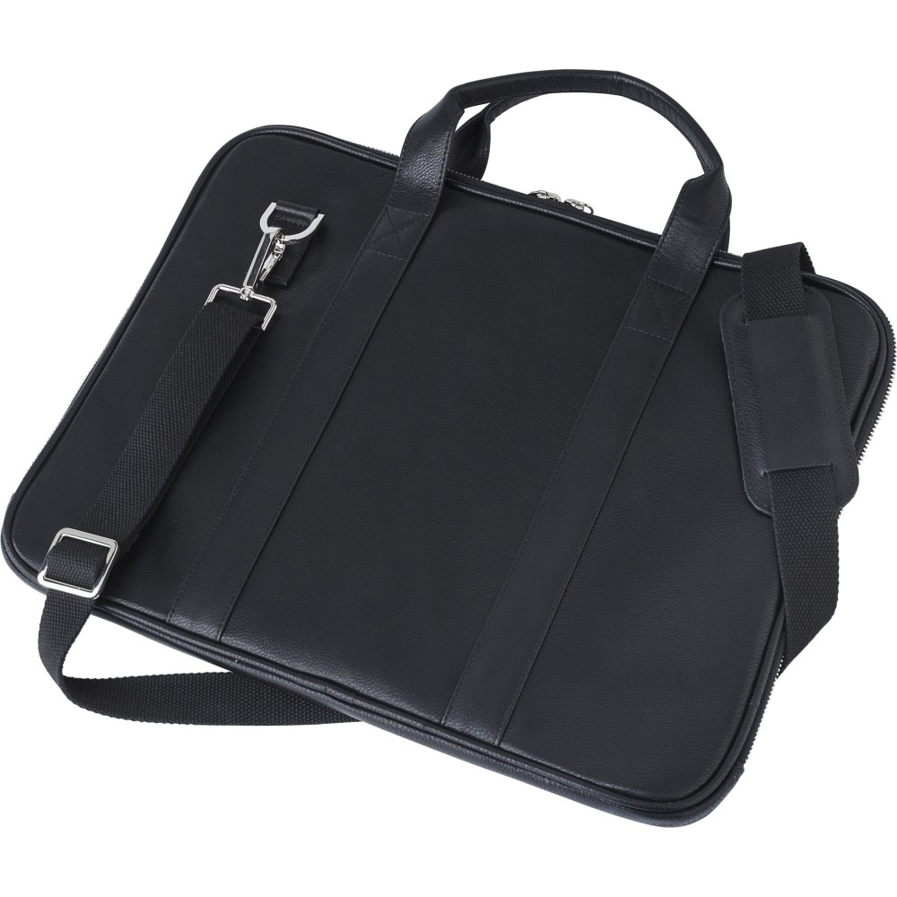 Bőr laptoptáska, fekete (irattáska, laptoptáska)