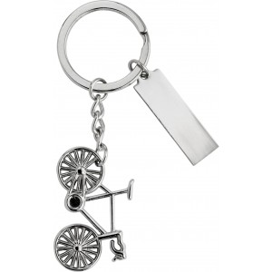 Bicikli formájú, nikkelezett fém kulcstartó, ezüst (kulcstartó)