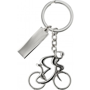 Biciklis alakú, nikkelezett fém kulcstartó, ezüst (kulcstartó)
