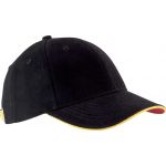 Kup Orlando 6 paneles sapka, Black/Yellow/Red, U (KP011BL/YE/RE-U)