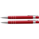 Lakkozott tollkészlet, fekete tollbetéttel, tolltartóval, piros (6633-08)