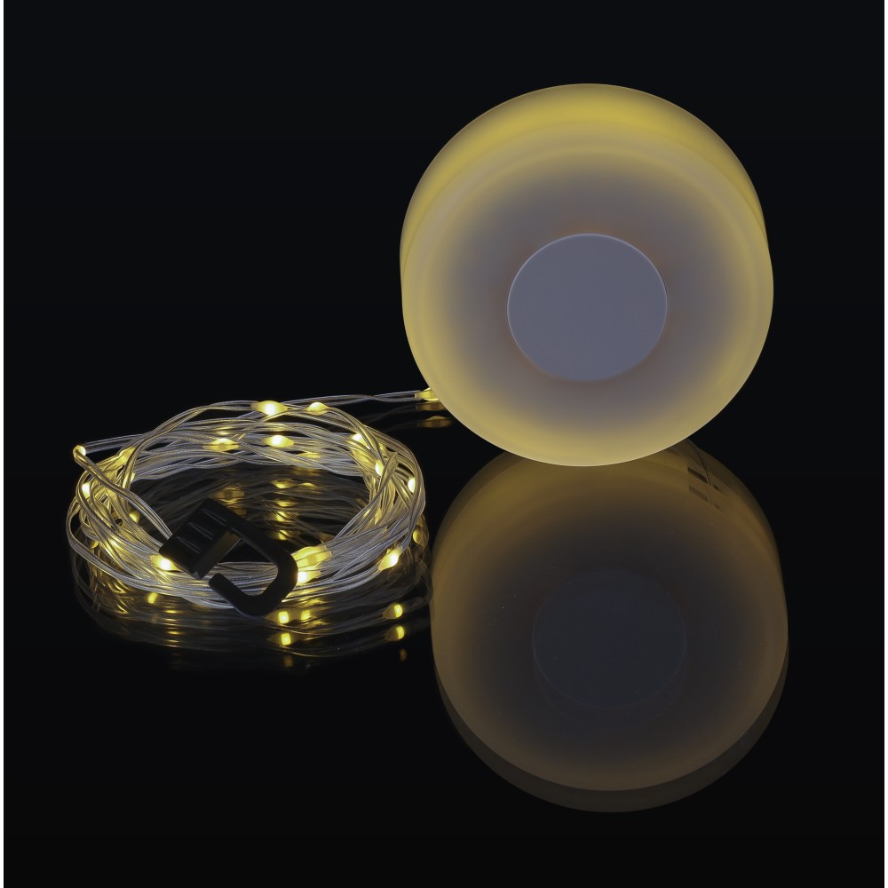 ABS kempinglámpa fényfüzérrel, fekete (lámpa)