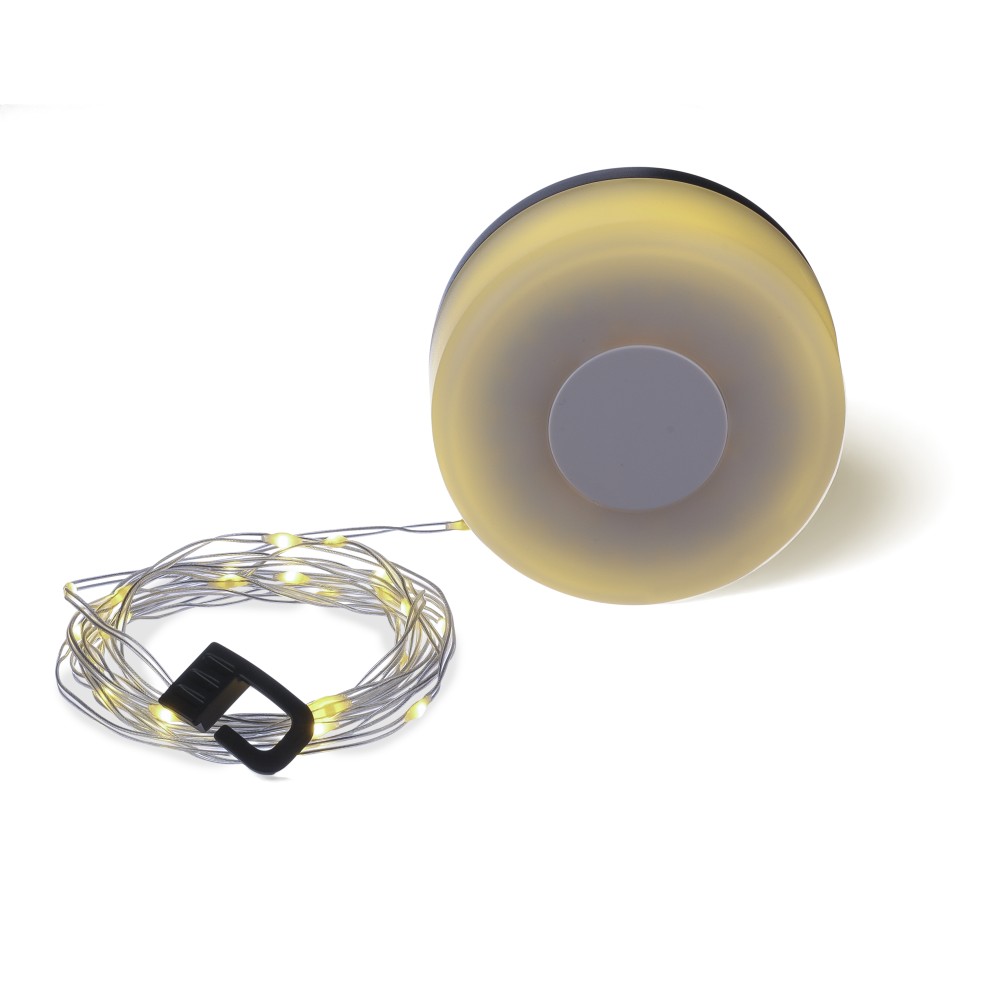 ABS kempinglámpa fényfüzérrel, fekete (lámpa)