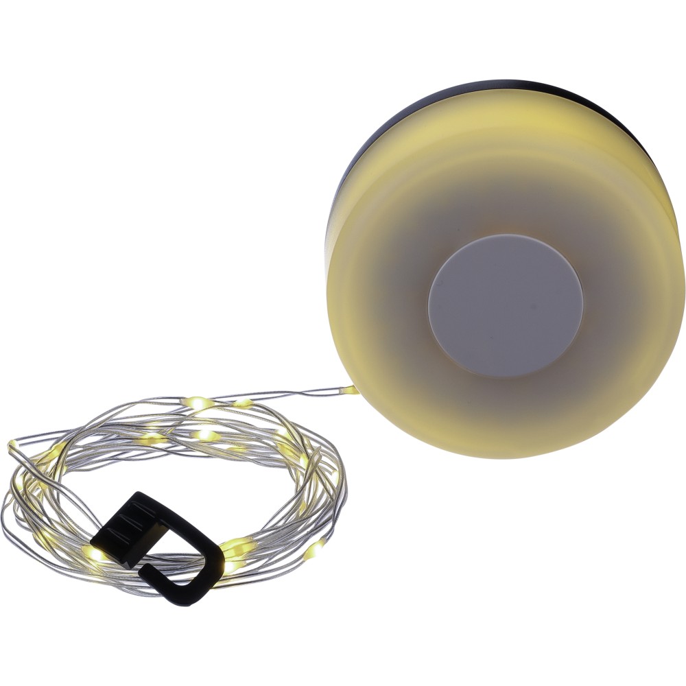 ABS kempinglámpa fényfüzérrel, fekete (lámpa)