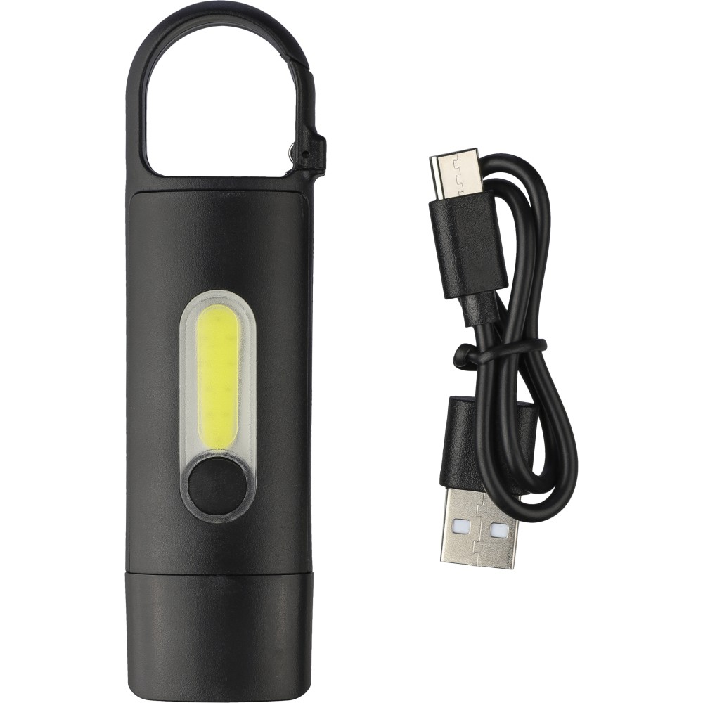 Mini elemlámpa , újrahasznosított ABS, fekete (lámpa)