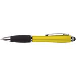Műanyag golyóstoll érintővel, fekete tollbetéttel, sárga (2430-06)