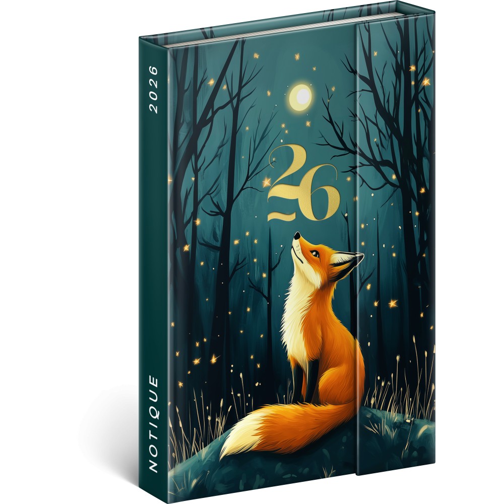 Mágnessel záródó agenda Fox 2026, 11 x 16 cm (naptár)
