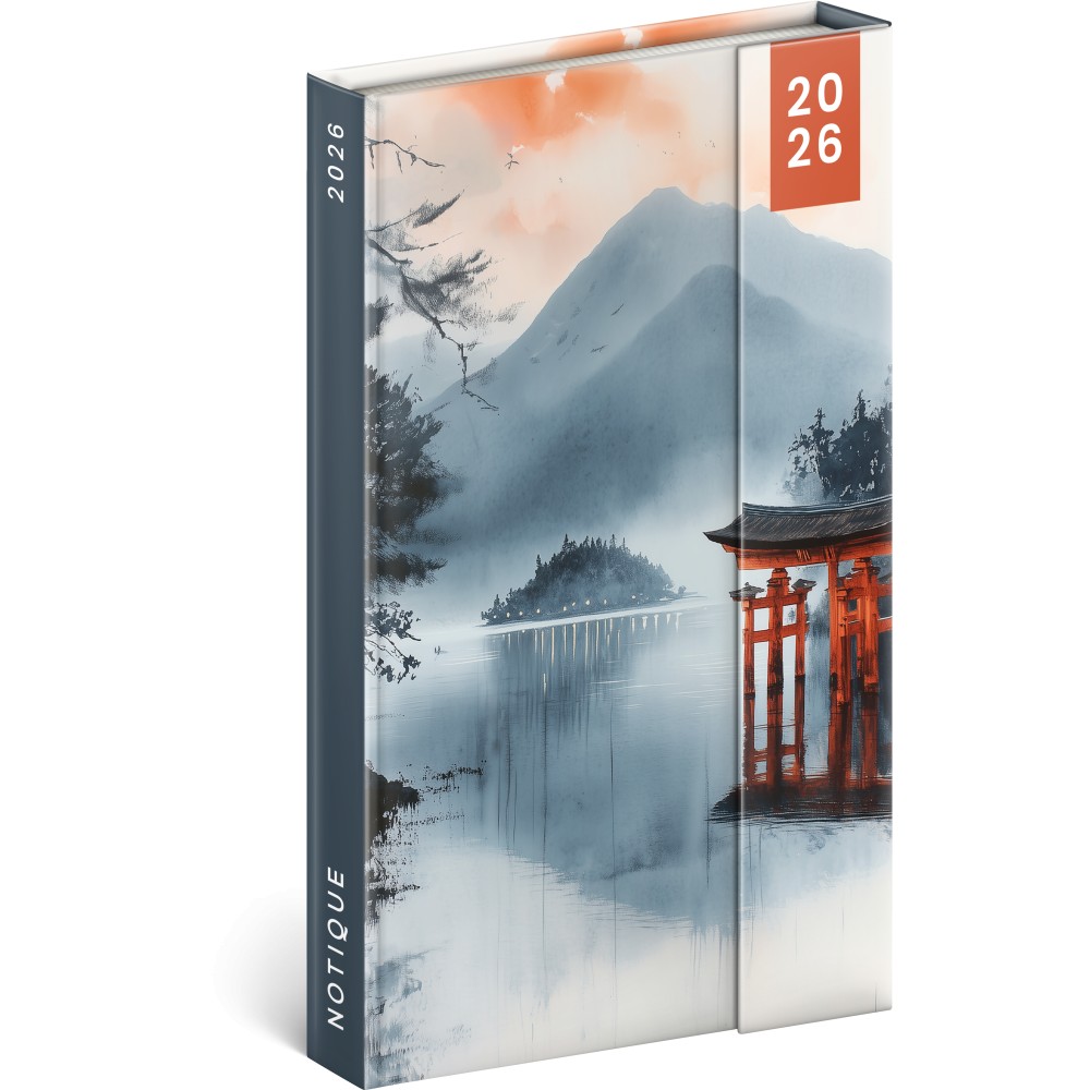Mágnessel záródó agenda Japan 2026, 13 x 21 cm (naptár)
