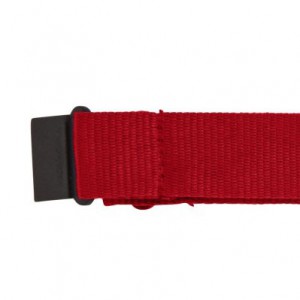 Csatos nyakpánt cseppkarabinerrel, fekete/piros (nyakpánt, karpánt, badgetartó)
