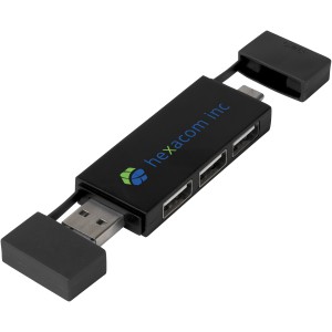 Mulan dual USB 2.0 hub, fekete (vezetk, eloszt, adapter, kbel)