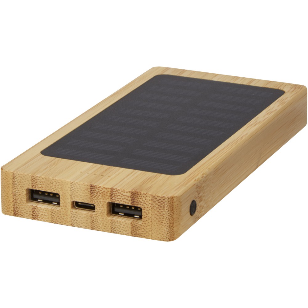 Alata 8000mAh napelemes powerbank, bambusz, bézs (powerbank)
