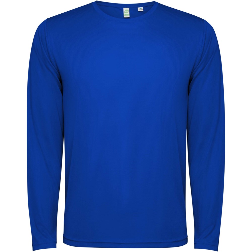 Roly Estoril hosszúujjú unisex póló, Royal blue, Interlock knit of 100% Recycled Polyester, 120 g/m2
