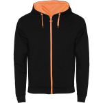 Roly Fuji uniszex cipzros pulver, Solid black, Fluor Orange (R1105A7)