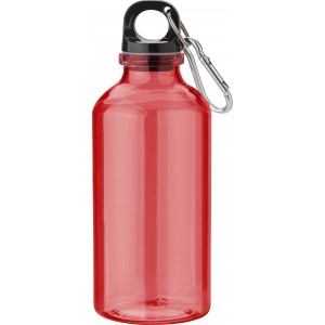 RPET palack karabinerrel, 400 ml, piros (sportkulacs)