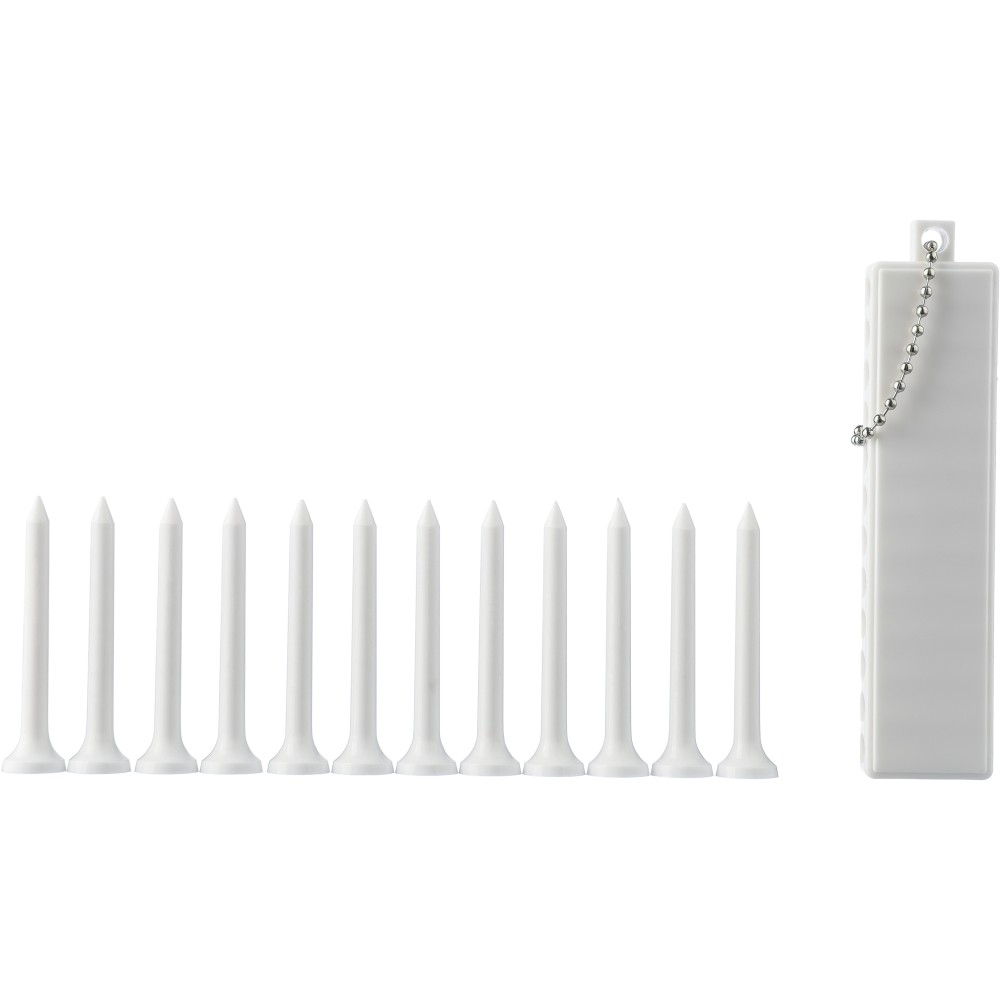 Golf tee-készlet, újrahasznosított ABS, fehér (sportszer)