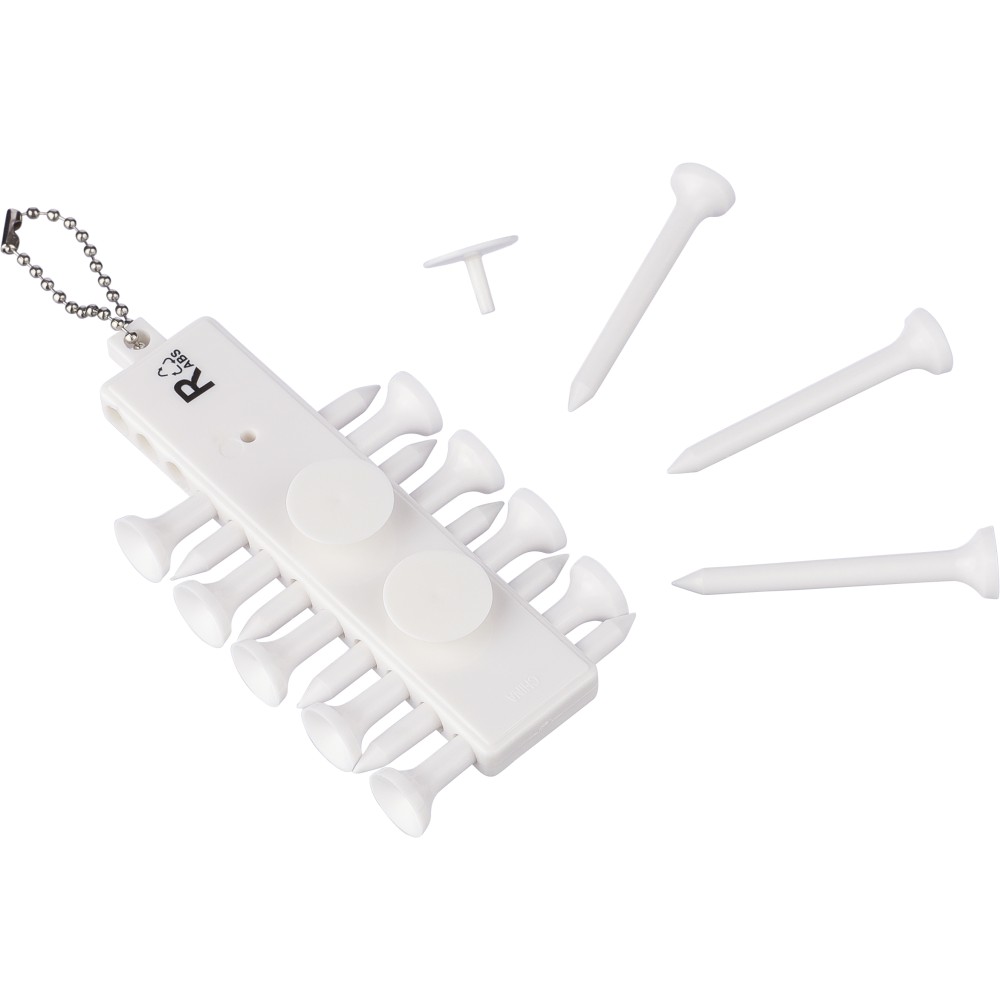 Golf tee-készlet, újrahasznosított ABS, fehér (sportszer)