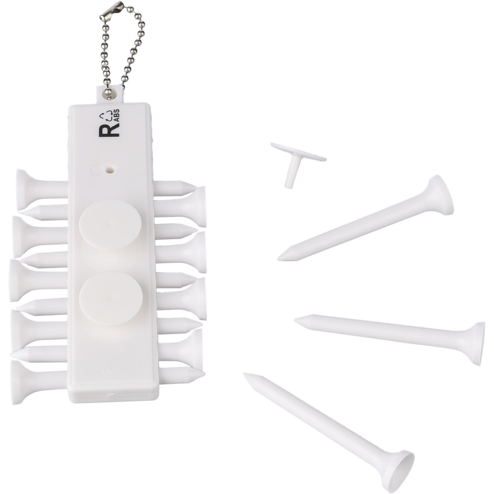 Golf tee-készlet, újrahasznosított ABS, fehér (sportszer)