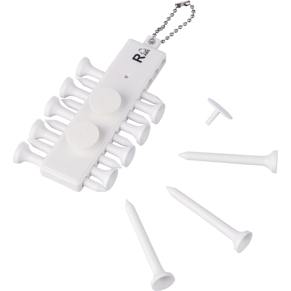 Golf tee-készlet, újrahasznosított ABS, fehér (sportszer)