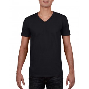 Gildan SoftStyle frfi V-nyak pl, Black (T-shirt, pl, 90-100% pamut)