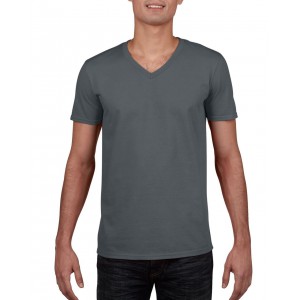 Gildan SoftStyle frfi V-nyak pl, Charcoal (T-shirt, pl, 90-100% pamut)