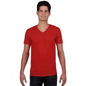 Gildan SoftStyle frfi V-nyak pl, Red (T-shirt, pl, 90-100% pamut)