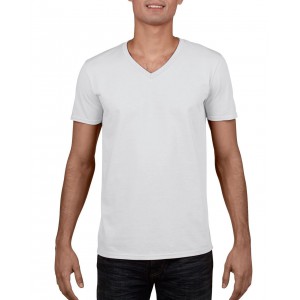 Gildan SoftStyle frfi V-nyak pl, White (T-shirt, pl, 90-100% pamut)