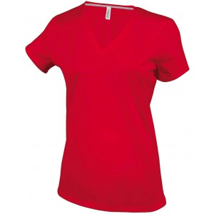 Kariban ni V-nyak pl, Red (T-shirt, pl, 90-100% pamut)