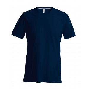 Kariban V-nyak frfipl, Navy (T-shirt, pl, 90-100% pamut)