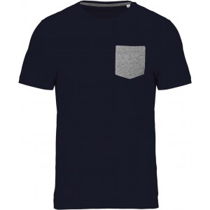 Kariban zsebes pl organikus pamut, Navy/Grey Heather (T-shirt, pl, 90-100% pamut)