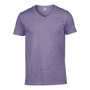 Gildan SoftStyle frfi V-nyak pl, Heather Purple (T-shirt, pl, kevertszlas, mszlas)