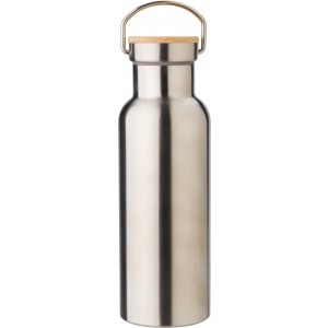 Duplafalú rozsdamentes acél palack, 500 ml, ezüst