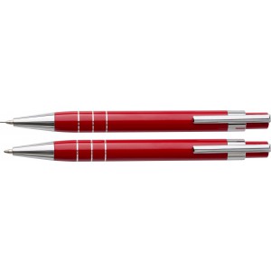 Lakkozott tollkszlet tolltartval, piros (tollkszlet)