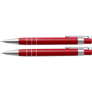 Lakkozott tollkszlet tolltartval, piros (tollkszlet)